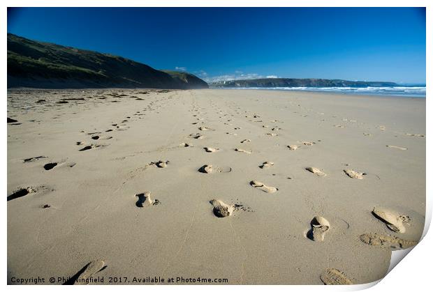 Footprints in the Sand Print by Phil Wingfield
