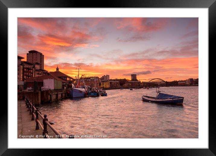 Sunset on the Wear Framed Mounted Print by Phil Reay