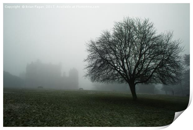 Foggy Wollaton Hall in the winter Print by Brian Fagan