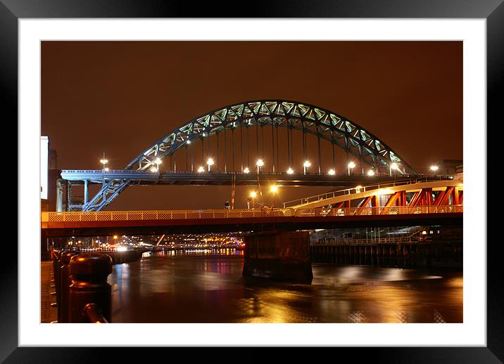 Tyne bridge at night Framed Mounted Print by gary barrett