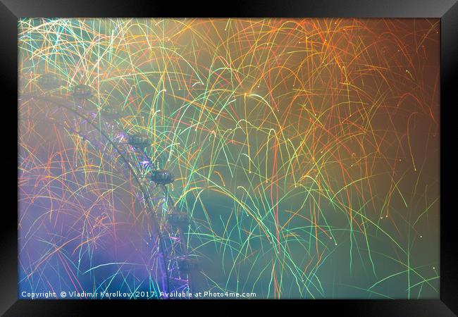 Fireworks Display in London 2017 Framed Print by Vladimir Korolkov