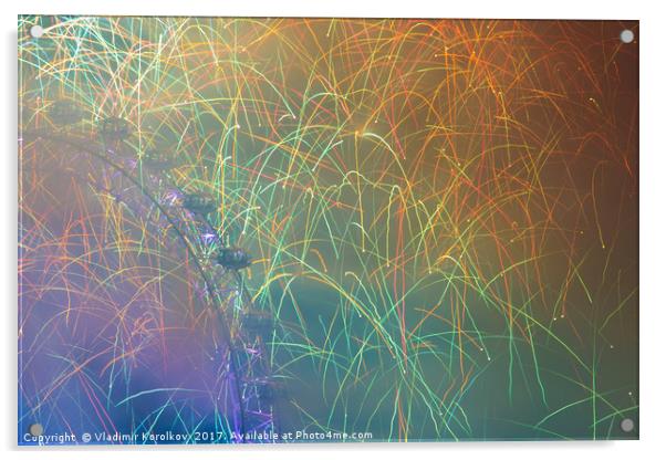 Fireworks Display in London 2017 Acrylic by Vladimir Korolkov