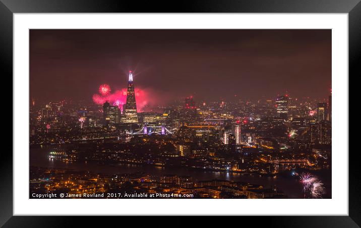 Firework Celebrations over the City Framed Mounted Print by James Rowland