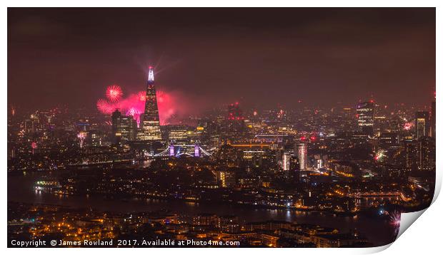 Firework Celebrations over the City Print by James Rowland