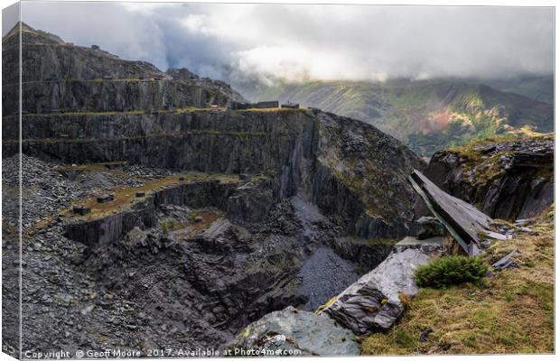 On A Knifes Edge - Dinorwic Quarry Canvas Print by Geoff Moore