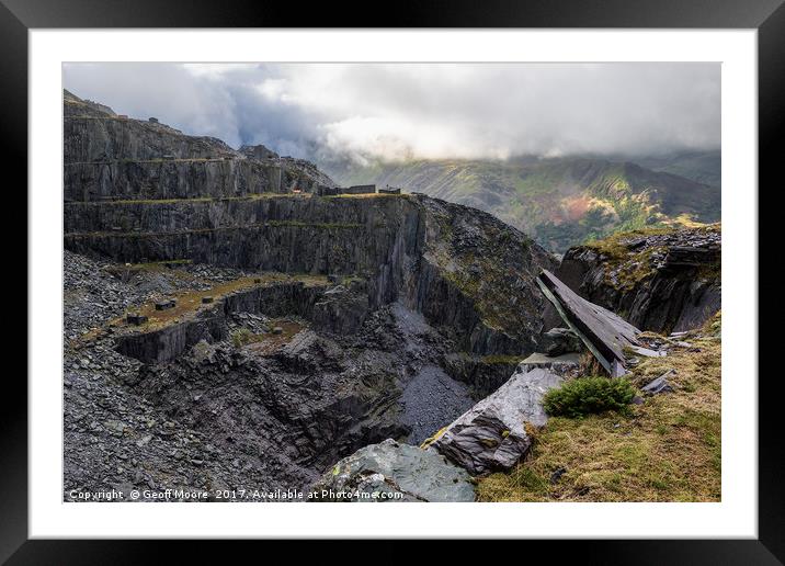 On A Knifes Edge - Dinorwic Quarry Framed Mounted Print by Geoff Moore