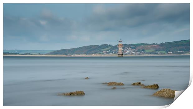 Whiteford lighthouse on the Loughor estuary. Print by Bryn Morgan