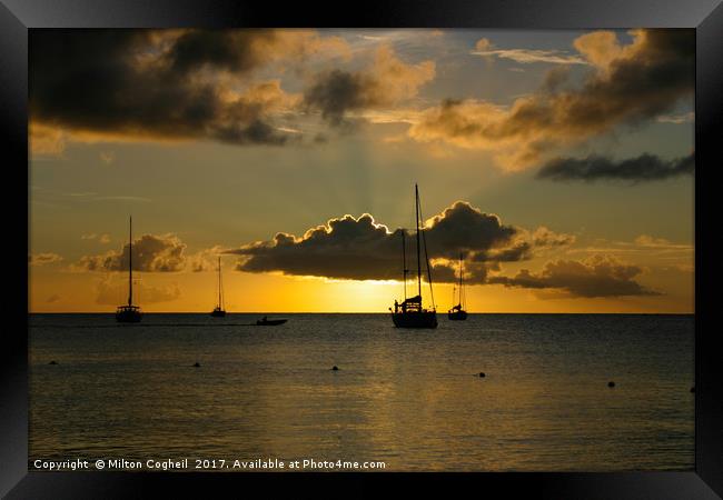 St Lucia Sunset 2 Framed Print by Milton Cogheil