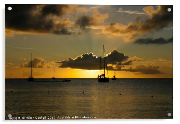 St Lucia Sunset 2 Acrylic by Milton Cogheil