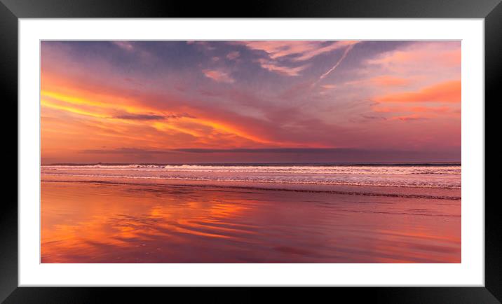 Sunset glory at Bamburgh beach Framed Mounted Print by Naylor's Photography
