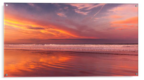 Sunset glory at Bamburgh beach Acrylic by Naylor's Photography