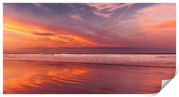 Sunset glory at Bamburgh beach Print by Naylor's Photography