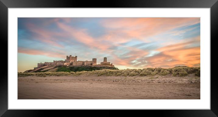 Bamburgh Castle Sunset Framed Mounted Print by Naylor's Photography