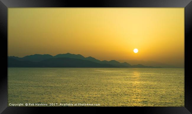 Cretan Sunset  Framed Print by Rob Hawkins