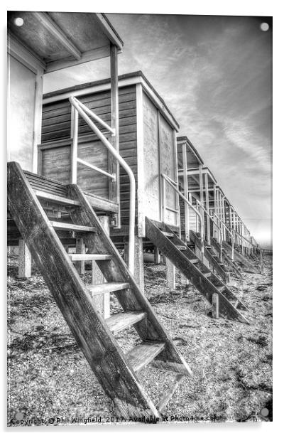 Southend Beach Huts 2 Acrylic by Phil Wingfield