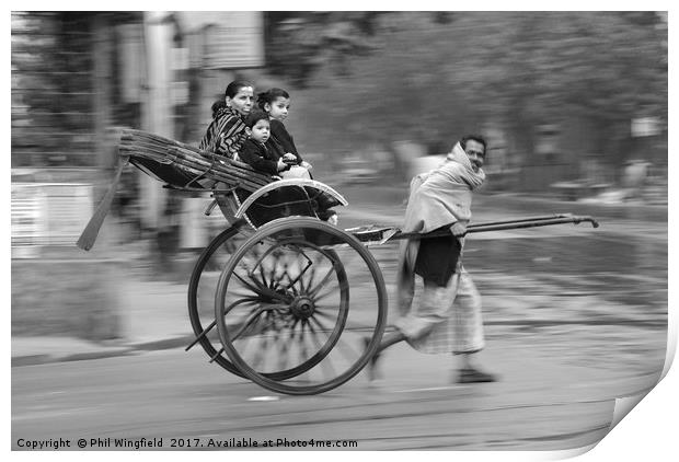 Hand Pulled Rickshaw - Kolkata Print by Phil Wingfield
