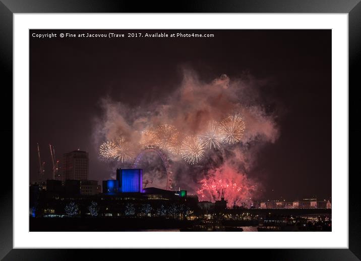 2016 Thames new years fireworks Framed Mounted Print by Jack Jacovou Travellingjour