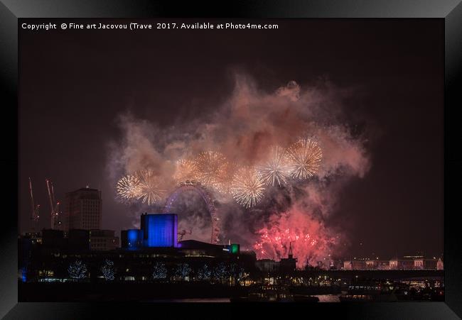 2016 Thames new years fireworks Framed Print by Jack Jacovou Travellingjour
