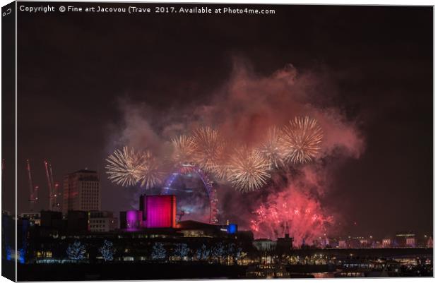 new years fireworks display London 2016 Canvas Print by Jack Jacovou Travellingjour