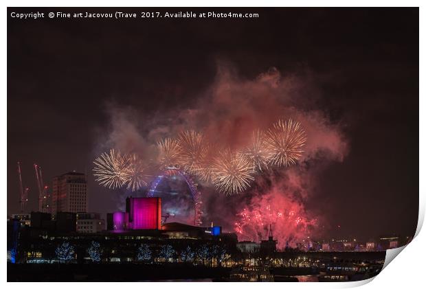 new years fireworks display London 2016 Print by Jack Jacovou Travellingjour