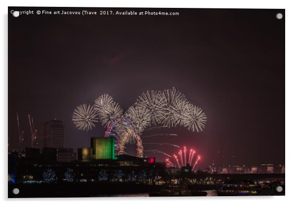 London fireworks 2016 Acrylic by Jack Jacovou Travellingjour