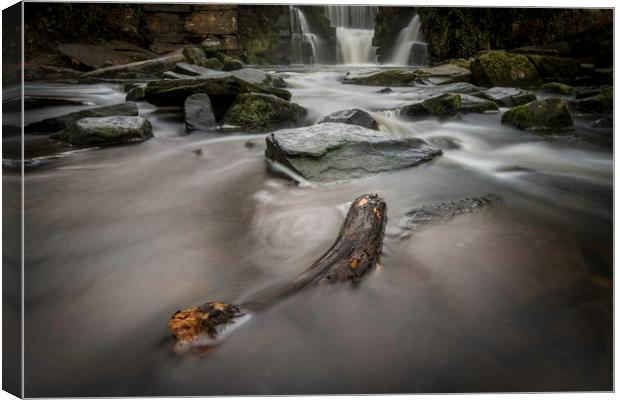 The waterfall at Penllergare Woods. Canvas Print by Bryn Morgan