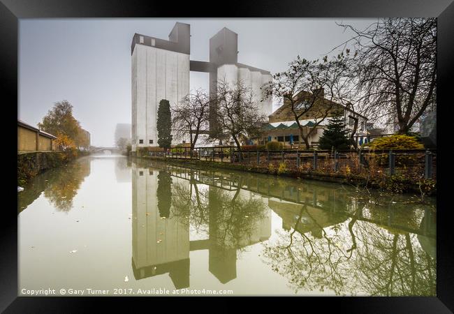 Flour Mill Reflection Framed Print by Gary Turner
