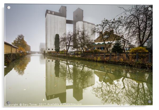 Flour Mill Reflection Acrylic by Gary Turner