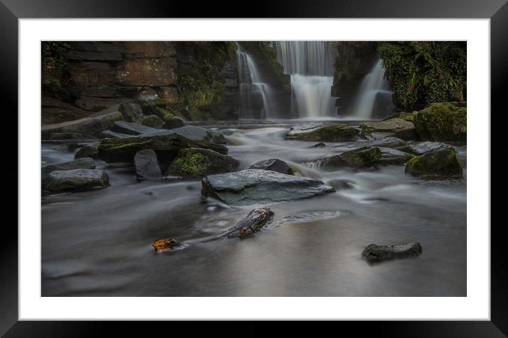 Penllergare waterfall. Framed Mounted Print by Bryn Morgan