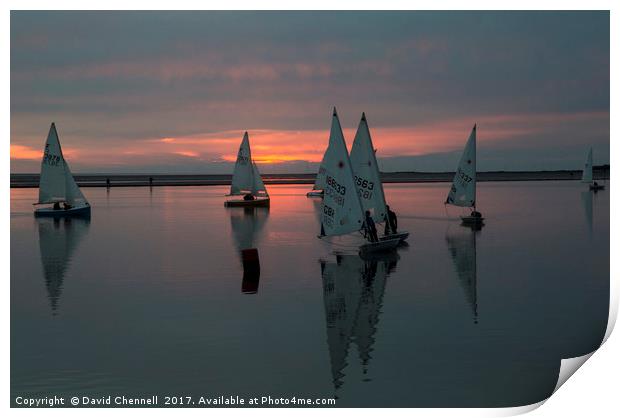 Sailing The Sunset Print by David Chennell