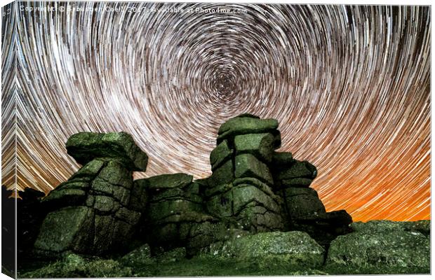 Great Staple Tor Star Trails Canvas Print by Sebastien Coell