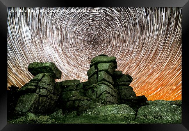 Great Staple Tor Star Trails Framed Print by Sebastien Coell