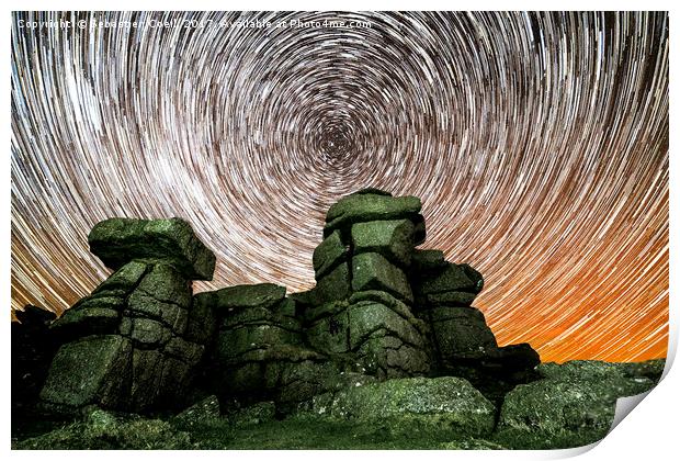 Great Staple Tor Star Trails Print by Sebastien Coell