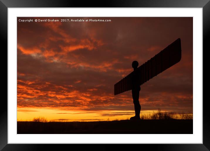 The Angel of the North, Gateshead - Sunset Framed Mounted Print by David Graham