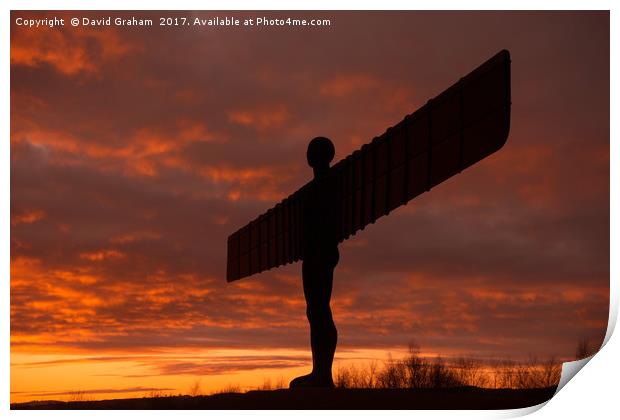 The Angel of the North, Gateshead - sunset Print by David Graham