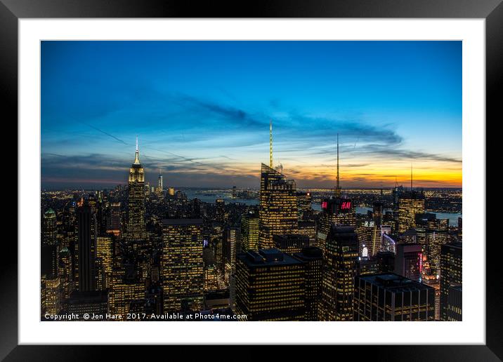 New York Sunset Framed Mounted Print by Jon Hare