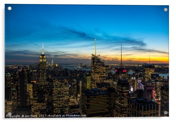 New York Sunset Acrylic by Jon Hare