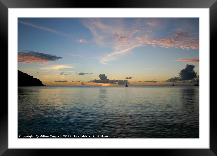 St Lucia Sunset 3 Framed Mounted Print by Milton Cogheil