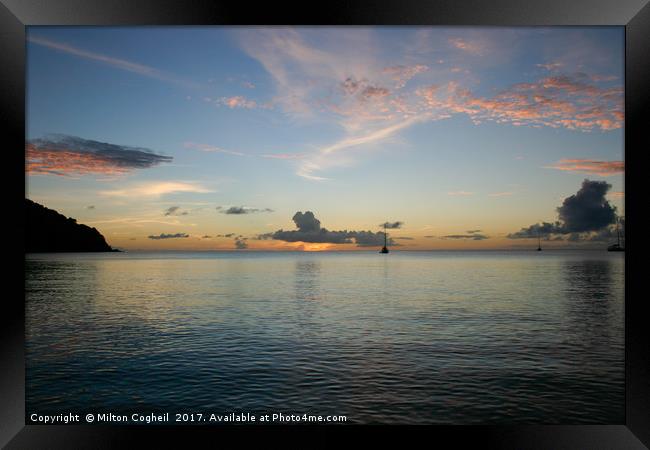 St Lucia Sunset 3 Framed Print by Milton Cogheil