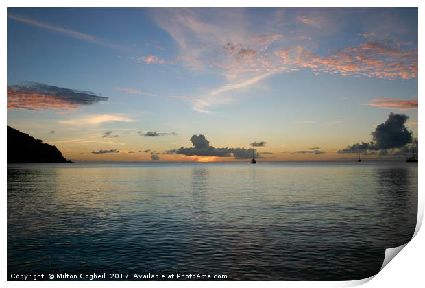 St Lucia Sunset 3 Print by Milton Cogheil