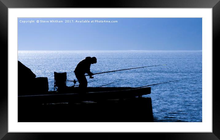 Early morning fishing off Scarborough harbour. Framed Mounted Print by Steve Whitham