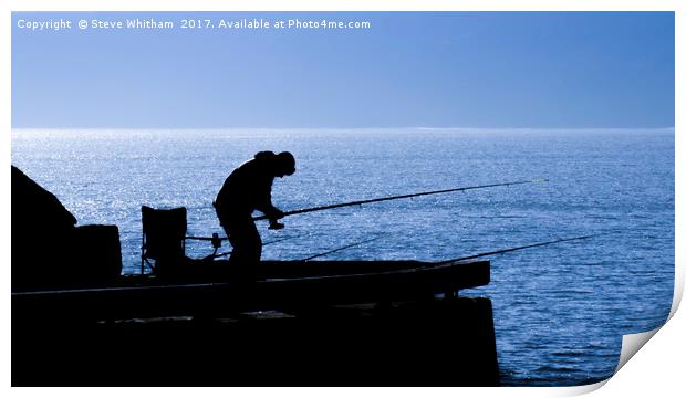 Early morning fishing off Scarborough harbour. Print by Steve Whitham