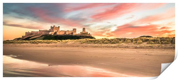 Twilight at Bamburgh Castle Print by Naylor's Photography