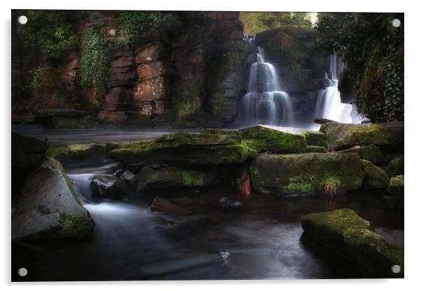 Penllergare Waterfalls Acrylic by Leighton Collins