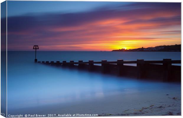 Swanage Seafront Sunrise Canvas Print by Paul Brewer