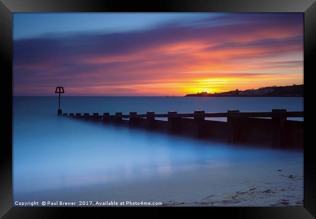 Swanage Seafront Sunrise Framed Print by Paul Brewer