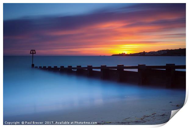 Swanage Seafront Sunrise Print by Paul Brewer