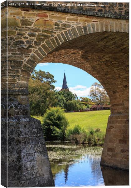 Richmond Bridge and Saint John's Church, Tasmania, Canvas Print by Pauline Tims