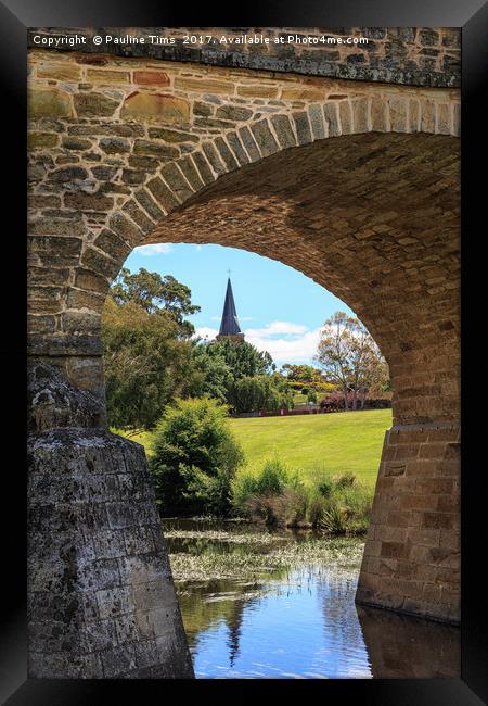 Richmond Bridge and Saint John's Church, Tasmania, Framed Print by Pauline Tims