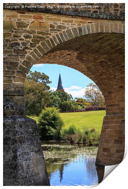 Richmond Bridge and Saint John's Church, Tasmania, Print by Pauline Tims
